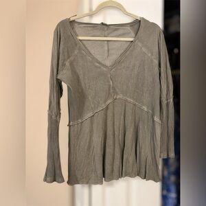 POL Green Asymmetrical Long Sleeve Tunic